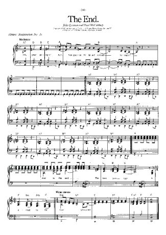 The Beatles The End score for Piano