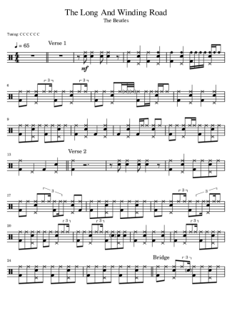 The Beatles The Long And Winding Road score for Drums