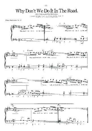 The Beatles Why Don´t We Do It In The Road score for Piano