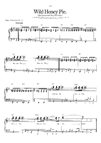 The Beatles Wild Honey Pie score for Piano