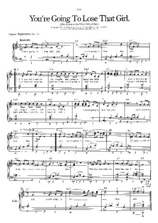 The Beatles  score for Piano