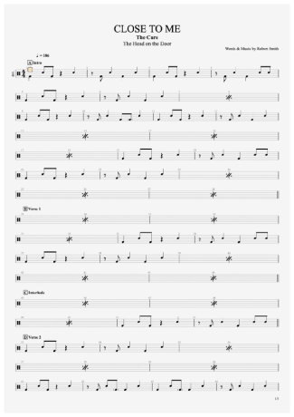 The Cure Close To Me score for Drums