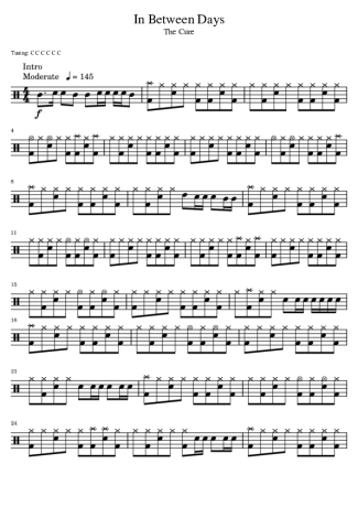 The Cure In Between Days score for Drums