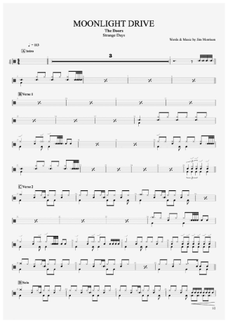 The Doors Moonlight Drive score for Drums