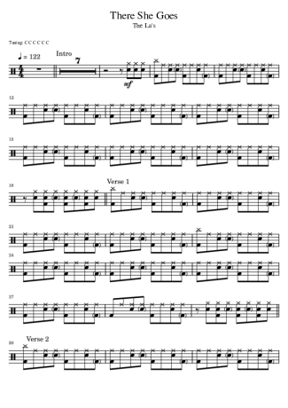The La´s There She Goes score for Drums