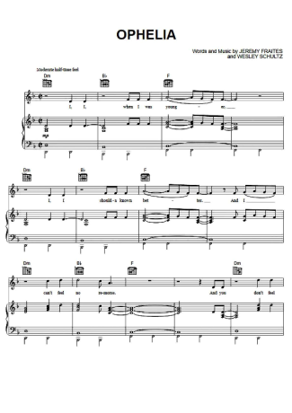 The Lumineers Ophelia score for Piano