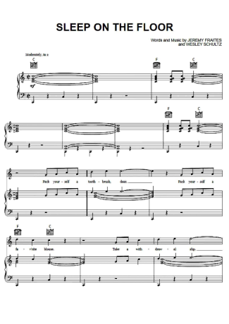 The Lumineers Sleep On The Floor Sheet Music score for Piano