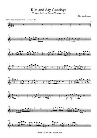 The Manhattans Kiss And Say Goodbye score for Clarinet (Bb)