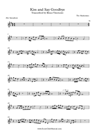 The Manhattans Kiss and Say Goodbye score for Alto Saxophone