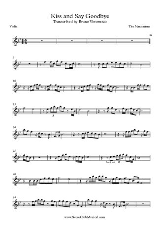 The Manhattans Kiss and Say Goodbye score for Violin