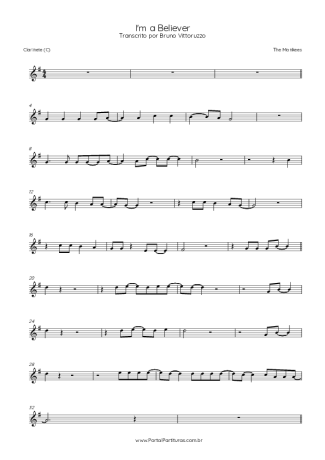 The Monkees I´m A Believer score for Clarinet (C)