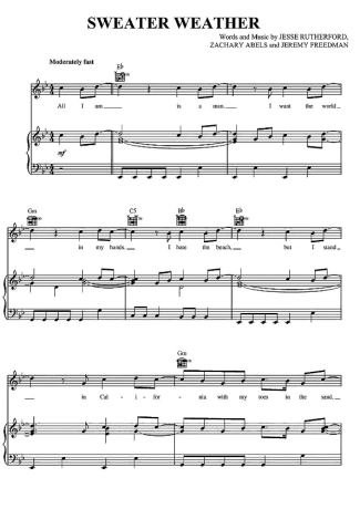 The Neighbourhood  score for Piano