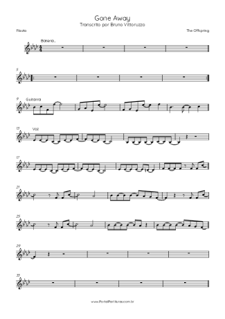 The Offspring Gone Away score for Flute