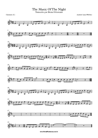 The Phantom of The Opera  score for Clarinet (C)