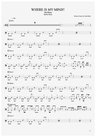 The Pixies Where Is My Mind? score for Drums