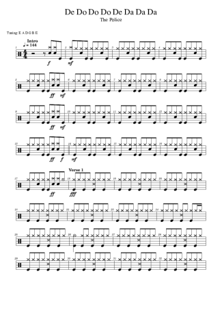 The Police De Do Do Do De Da Da Da score for Drums