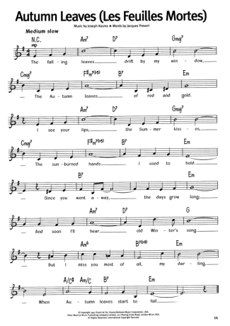 The Real Book Of Blues Autumn Leaves (Les Feuilles Mortes) score for Keyboard