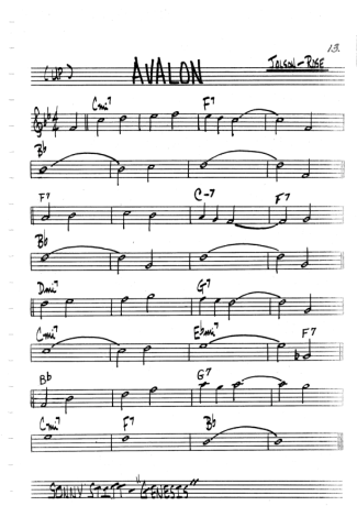The Real Book of Jazz Avalon score for Clarinet (C)