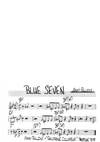The Real Book of Jazz Blue Seven score for Clarinet (C)