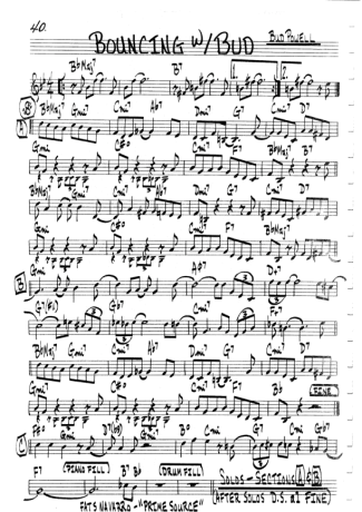 The Real Book of Jazz Bouncing With Bud score for Clarinet (C)