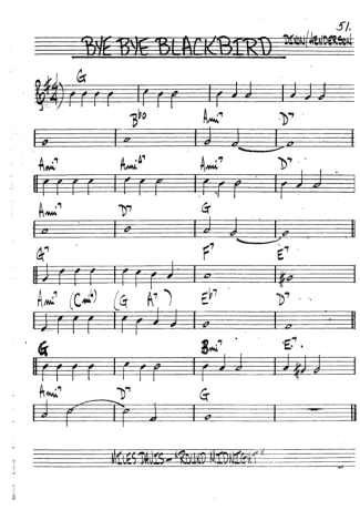 The Real Book of Jazz Bye Bye Blackbird score for Tenor Saxophone Soprano (Bb)