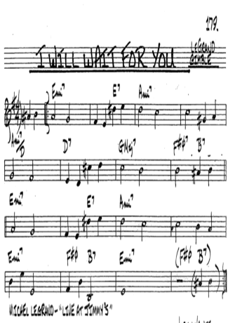 The Real Book of Jazz I Will Wait For You score for Clarinet (Bb)