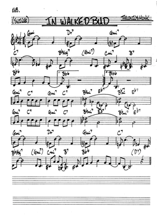 The Real Book of Jazz In Walked Bud score for Tenor Saxophone Soprano (Bb)