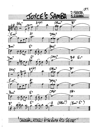 The Real Book of Jazz Joyces Samba score for Alto Saxophone