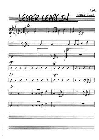 The Real Book of Jazz Lester Leaps In score for Alto Saxophone
