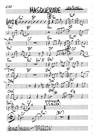 The Real Book of Jazz Masquerade score for Clarinet (C)
