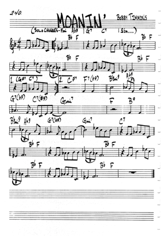 The Real Book of Jazz Moanin score for Clarinet (C)