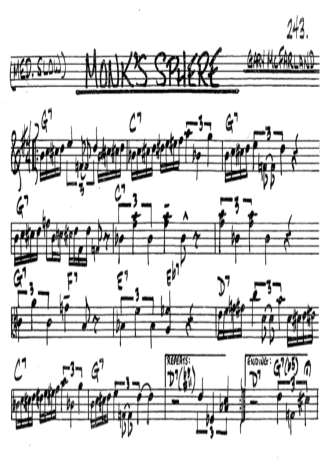 The Real Book of Jazz Monks Sphere score for Trumpet