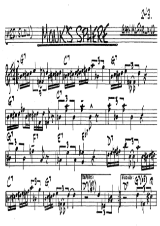 The Real Book of Jazz Monks Sphere score for Trumpet