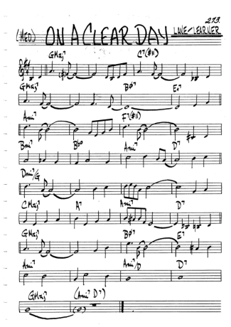The Real Book of Jazz - On A Clear Day - Sheet Music For Clarinet (C)