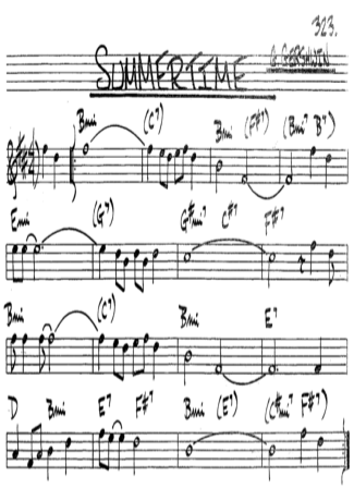 The Real Book of Jazz Summertime score for Tenor Saxophone Soprano (Bb)
