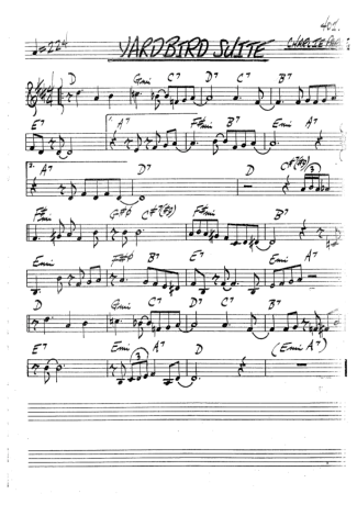 The Real Book of Jazz Yardbird Suite score for Tenor Saxophone Soprano (Bb)