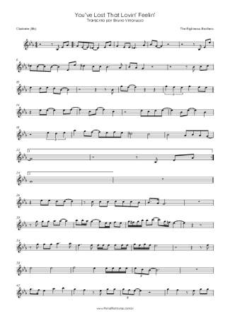The Righteous Brothers  score for Clarinet (Bb)