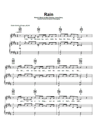 The Script Rain score for Piano