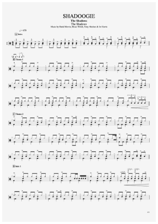 The Shadows Shadoogie score for Drums