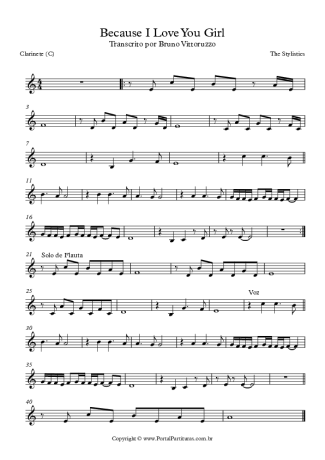 The Stylistics  score for Clarinet (C)