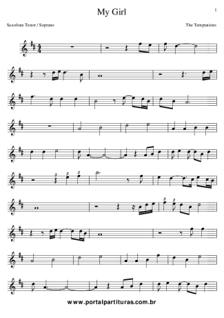 The Temptations My Girl score for Tenor Saxophone Soprano (Bb)