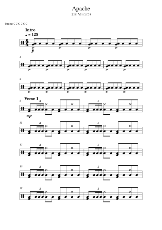 The Ventures  score for Drums