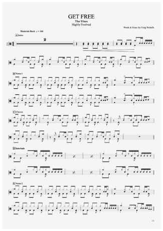The Vines Get Free score for Drums