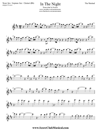 The Weeknd In The Night score for Clarinet (Bb)