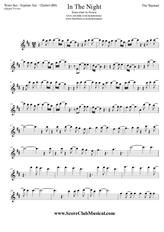 The Weeknd  score for Clarinet (Bb)