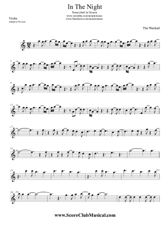 The Weeknd In The Night score for Violin