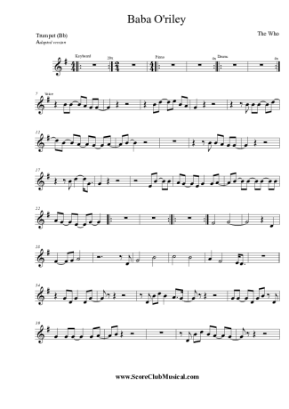 The Who Baba O´Riley score for Trumpet