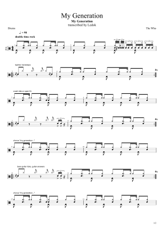 The Who My Generation score for Drums