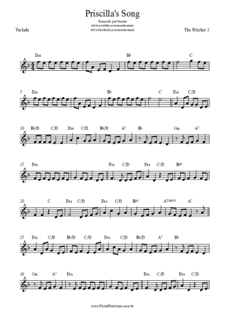 The Witcher 3 The Wolven Storm (Priscilla´s Song score for Keyboard