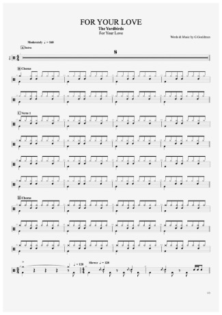 The Yardbirds For Your Love score for Drums